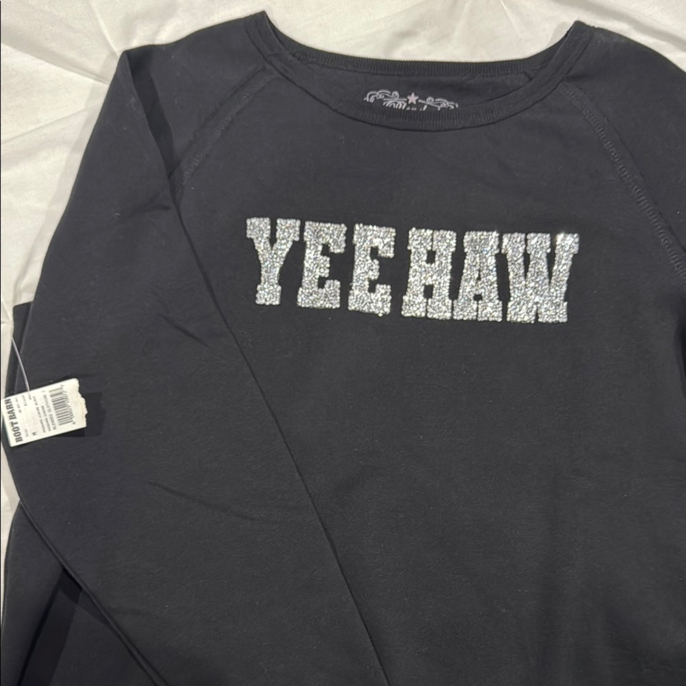 Boot Barn Blended Yee Haw Black Cropped Sweater